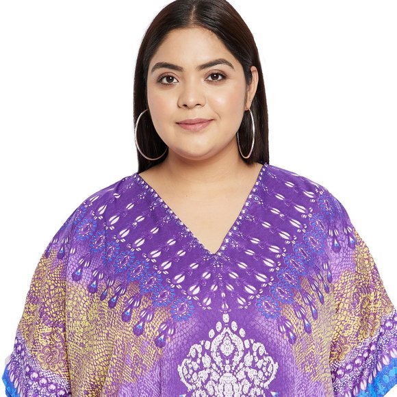 Gypsie Blu Womens Luxury Kaftan Maxi Dress Plus Size Caftan Party Night Gown - Picture 6 of 7